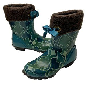 BOGS Becca Teal Swirl Print‎ Fleece Lined Mid Calf Boots